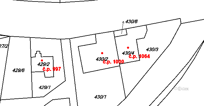 Střešovice 1000, Praha na parcele st. 430/2 v KÚ Střešovice, Katastrální mapa