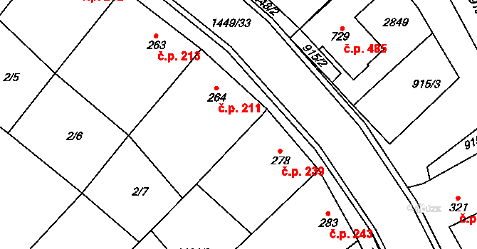 Krumvíř 211 na parcele st. 264 v KÚ Krumvíř, Katastrální mapa