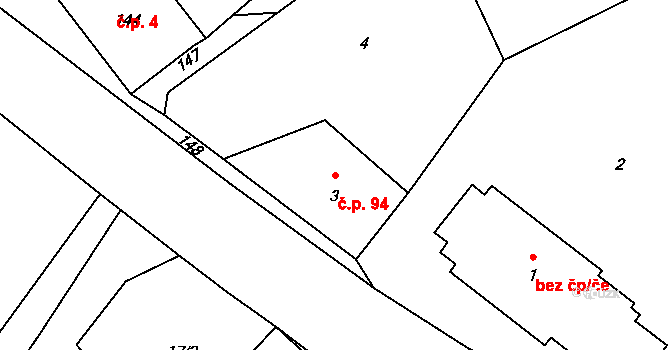Dobranov 94, Česká Lípa na parcele st. 3 v KÚ Dobranov, Katastrální mapa