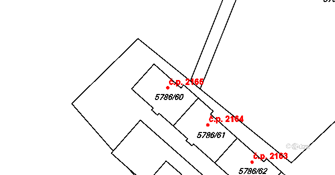 Česká Lípa 2165 na parcele st. 5786/60 v KÚ Česká Lípa, Katastrální mapa