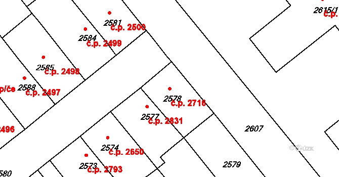 Chomutov 2716 na parcele st. 2578 v KÚ Chomutov II, Katastrální mapa