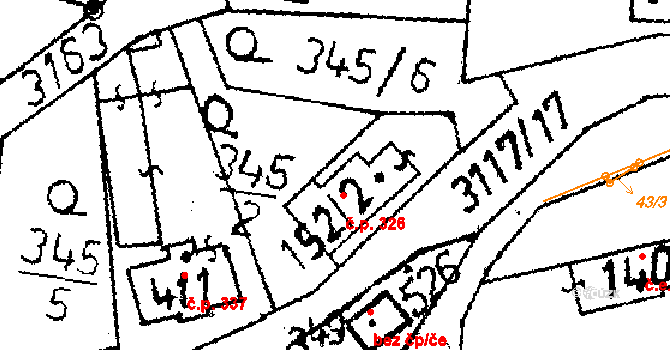 Křižany 326 na parcele st. 152/2 v KÚ Křižany, Katastrální mapa