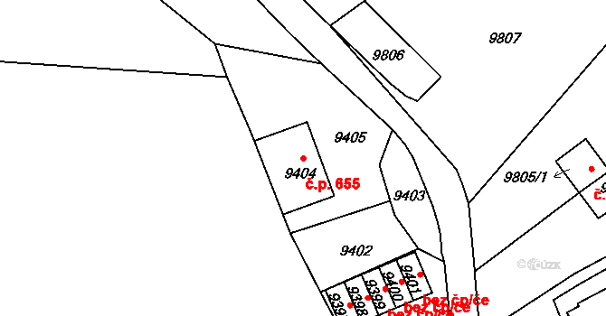 Vsetín 655 na parcele st. 9404 v KÚ Vsetín, Katastrální mapa