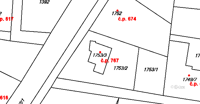 Bludovice 767, Havířov na parcele st. 1753/3 v KÚ Bludovice, Katastrální mapa