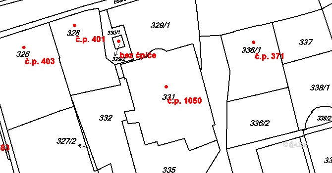 Šluknov 1050 na parcele st. 331 v KÚ Šluknov, Katastrální mapa