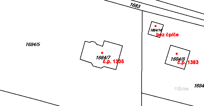 Lutyně 1335, Orlová na parcele st. 1684/7 v KÚ Horní Lutyně, Katastrální mapa