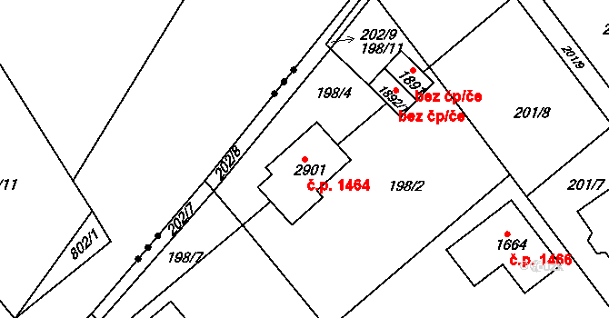 Neratovice 1464 na parcele st. 2901 v KÚ Neratovice, Katastrální mapa