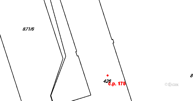 Domoradice 175, Český Krumlov na parcele st. 426 v KÚ Přísečná-Domoradice, Katastrální mapa