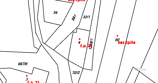 Louka 20, Jemnice na parcele st. 4 v KÚ Louka u Jemnice, Katastrální mapa