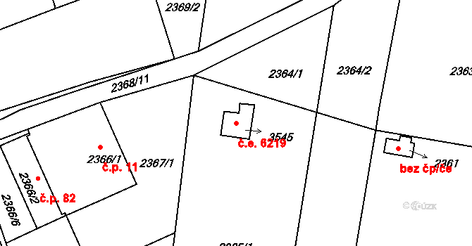 Vodná 6219, Kamenice nad Lipou na parcele st. 3545 v KÚ Kamenice nad Lipou, Katastrální mapa