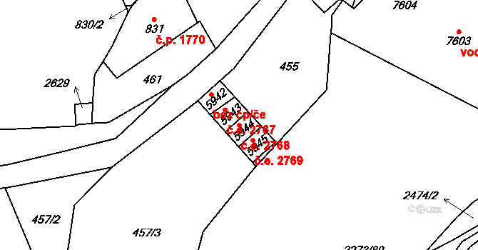 Cheb 2768 na parcele st. 5944 v KÚ Cheb, Katastrální mapa