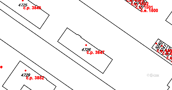 Zlín 3847 na parcele st. 4726 v KÚ Zlín, Katastrální mapa