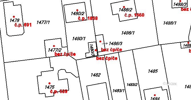 Praha 42793033 na parcele st. 1480/3 v KÚ Horní Počernice, Katastrální mapa