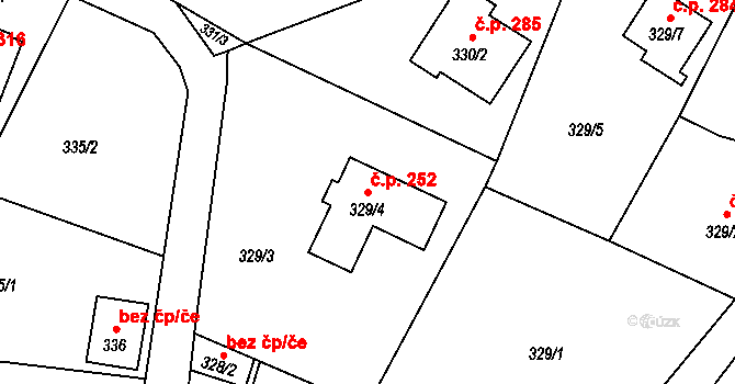 Bobrovníky 252, Hlučín na parcele st. 329/4 v KÚ Bobrovníky, Katastrální mapa
