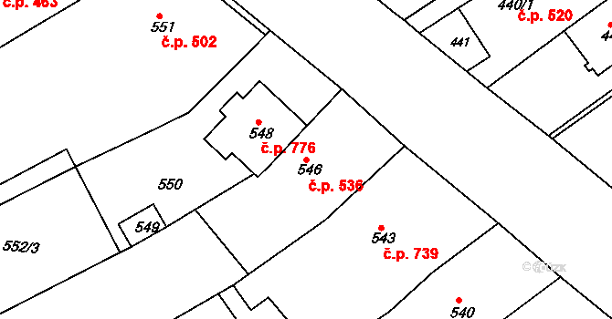 Buchlovice 536 na parcele st. 546 v KÚ Buchlovice, Katastrální mapa