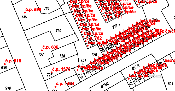 Kladno 48718033 na parcele st. 749 v KÚ Kročehlavy, Katastrální mapa
