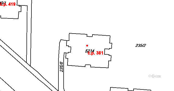 Pražské Předměstí 381, Písek na parcele st. 5214 v KÚ Písek, Katastrální mapa