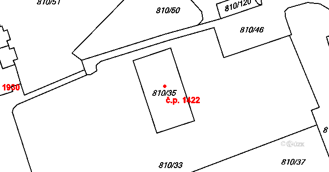 Český Těšín 1422 na parcele st. 810/35 v KÚ Český Těšín, Katastrální mapa