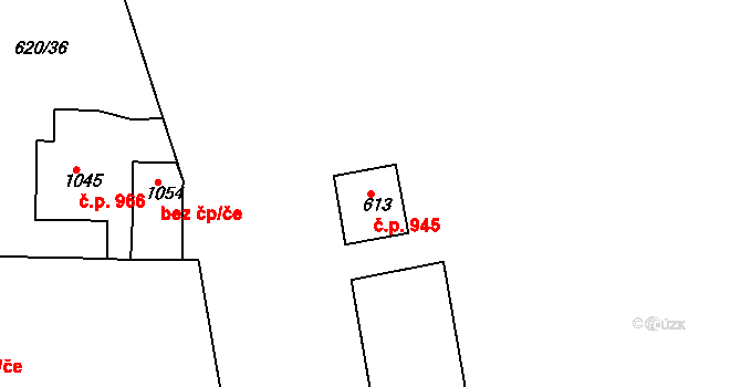 Kralupy nad Vltavou 945 na parcele st. 613 v KÚ Kralupy nad Vltavou, Katastrální mapa