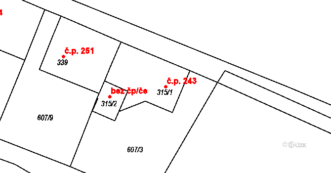 Ruprechtice 243, Meziměstí na parcele st. 315/1 v KÚ Ruprechtice u Broumova, Katastrální mapa