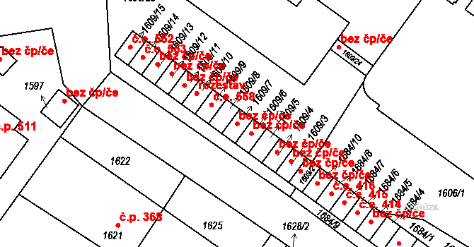 Jedovnice 560 na parcele st. 1609/7 v KÚ Jedovnice, Katastrální mapa