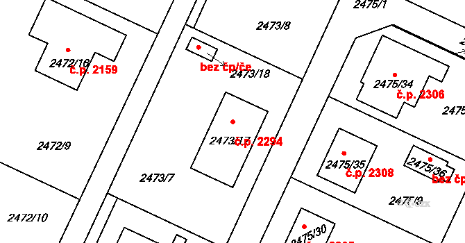 Předměstí 2294, Litoměřice na parcele st. 2473/17 v KÚ Litoměřice, Katastrální mapa