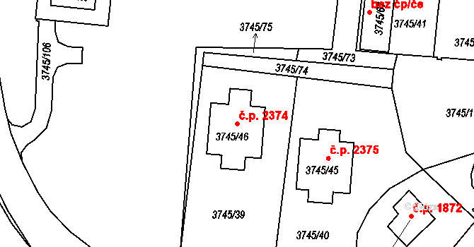 Louny 2374 na parcele st. 3745/46 v KÚ Louny, Katastrální mapa