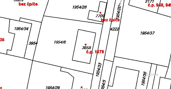 Havlíčkův Brod 1178 na parcele st. 3658 v KÚ Havlíčkův Brod, Katastrální mapa