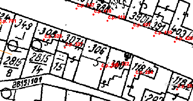 Kostice 326 na parcele st. 306 v KÚ Kostice, Katastrální mapa