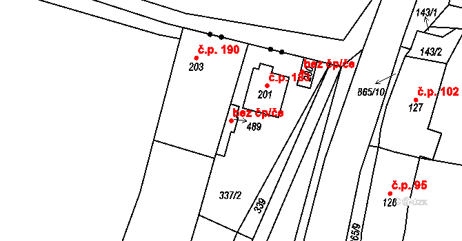 Křešice 107393034 na parcele st. 489 v KÚ Křešice u Litoměřic, Katastrální mapa