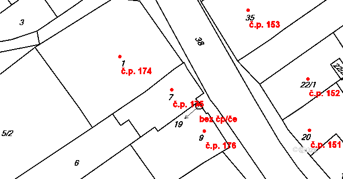 Prosenice 175 na parcele st. 7 v KÚ Proseničky, Katastrální mapa