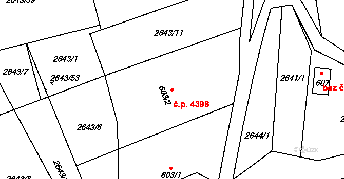 Zlín 4398 na parcele st. 603/2 v KÚ Zlín, Katastrální mapa