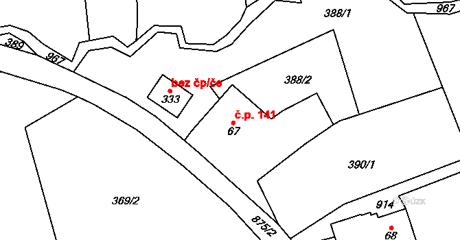 Kokonín 141, Jablonec nad Nisou na parcele st. 67 v KÚ Kokonín, Katastrální mapa
