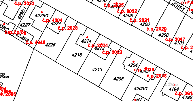 Jihlava 2023 na parcele st. 4212 v KÚ Jihlava, Katastrální mapa