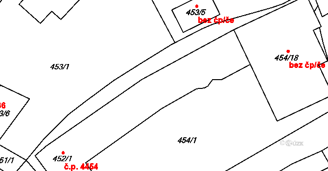 Jihlava 4454 na parcele st. 452/1 v KÚ Jihlava, Katastrální mapa