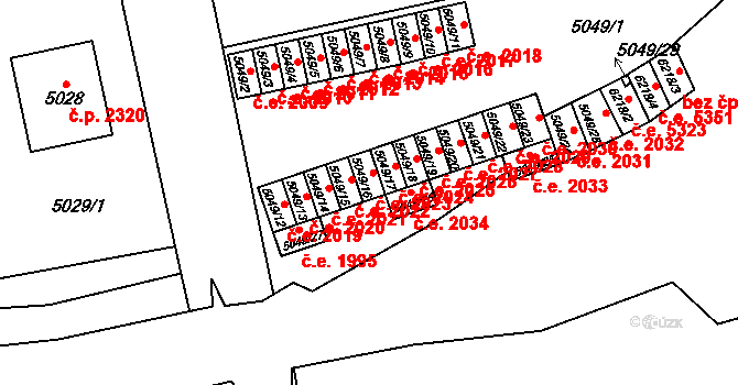 Jihlava 2023 na parcele st. 5049/16 v KÚ Jihlava, Katastrální mapa
