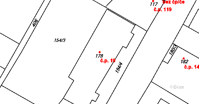 Střeň 19 na parcele st. 178 v KÚ Střeň, Katastrální mapa