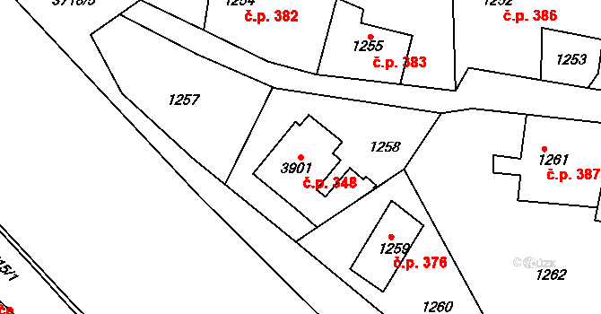 Žamberk 348 na parcele st. 3901 v KÚ Žamberk, Katastrální mapa