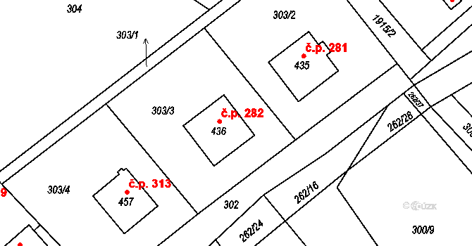 Milíkov 282 na parcele st. 436 v KÚ Milíkov u Jablunkova, Katastrální mapa