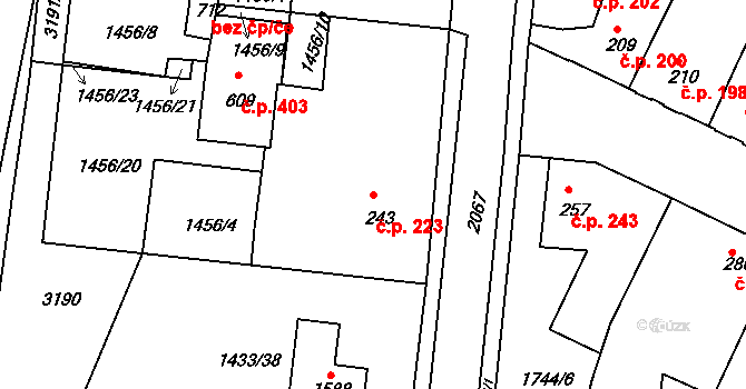 Staňkov I 223, Staňkov na parcele st. 243 v KÚ Staňkov-město, Katastrální mapa