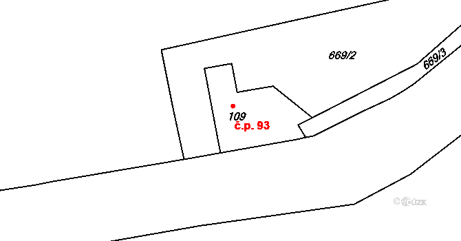 Libnov 93, Krajková na parcele st. 109 v KÚ Libnov, Katastrální mapa