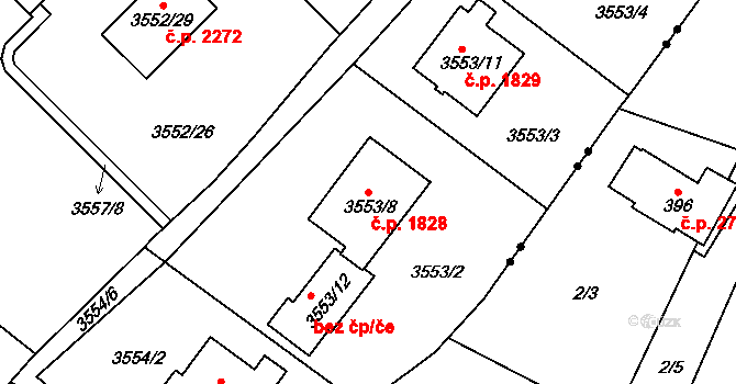 Turnov 1828 na parcele st. 3553/8 v KÚ Turnov, Katastrální mapa