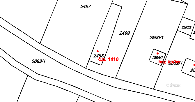 České Budějovice 5 1110, České Budějovice na parcele st. 2498 v KÚ České Budějovice 5, Katastrální mapa
