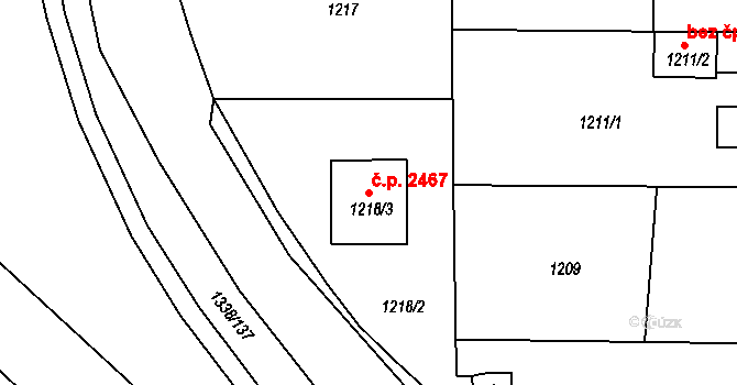 Česká Lípa 2467 na parcele st. 1218/3 v KÚ Česká Lípa, Katastrální mapa