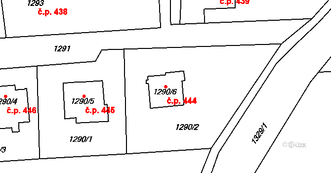 Bludovice 444, Havířov na parcele st. 1290/6 v KÚ Bludovice, Katastrální mapa