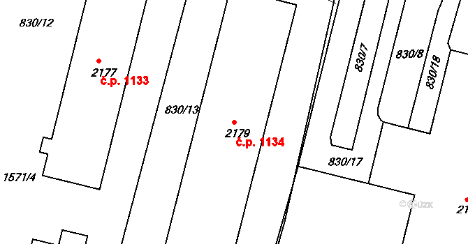 Prachatice II 1134, Prachatice na parcele st. 2179 v KÚ Prachatice, Katastrální mapa
