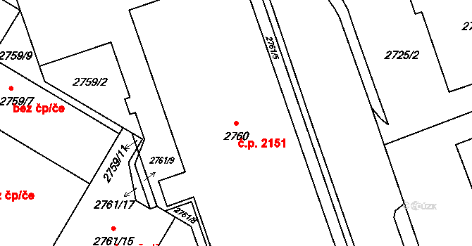 Zábřeh 2151 na parcele st. 2760 v KÚ Zábřeh na Moravě, Katastrální mapa