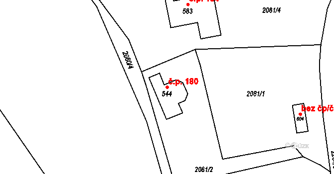 Pecerady 180, Týnec nad Sázavou na parcele st. 544 v KÚ Pecerady, Katastrální mapa