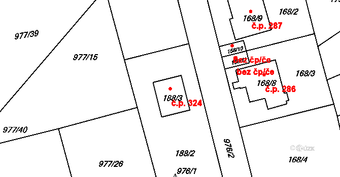 Neveklov 324 na parcele st. 188/3 v KÚ Neveklov, Katastrální mapa