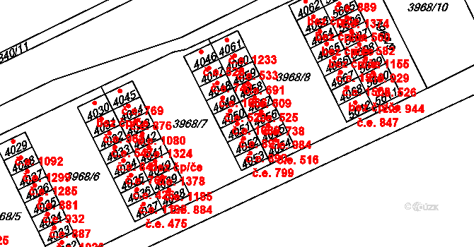 Chomutov 891 na parcele st. 4051 v KÚ Chomutov I, Katastrální mapa